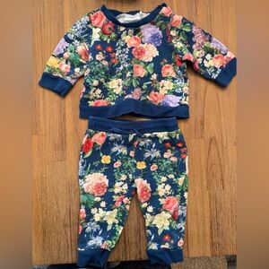Posh Peanut Floral Kids Jogger Set - Blue and Multicolor